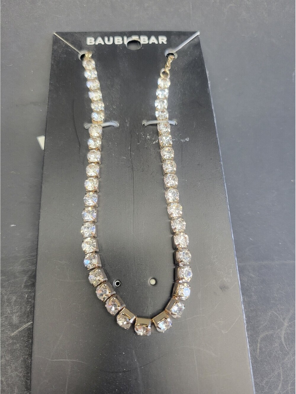 Baublebar White crystal Rhinetsone Necklace Gold Plated chain w/ Lobster Clasp